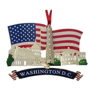 American Flag Christmas Ornament with Washington DC monuments - Great Stocking Stuffer!!