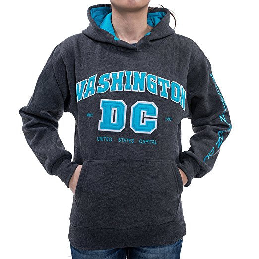 Washington DC Unisex Gray with Turquoise Letters Sweatshirt